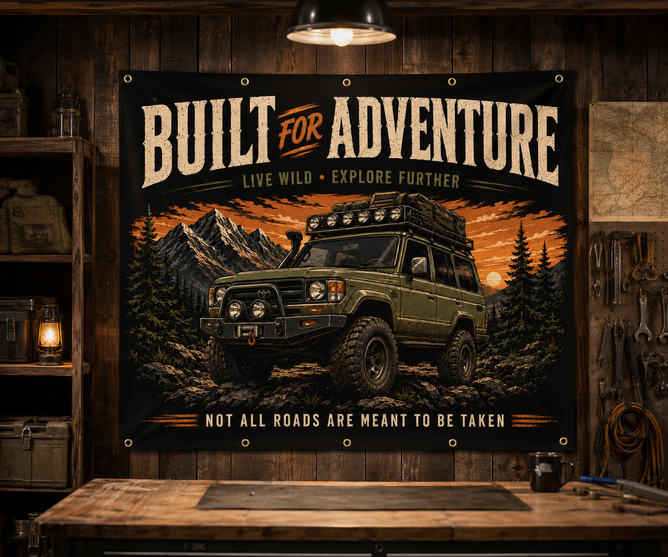 Built for Adventure Garage Banner