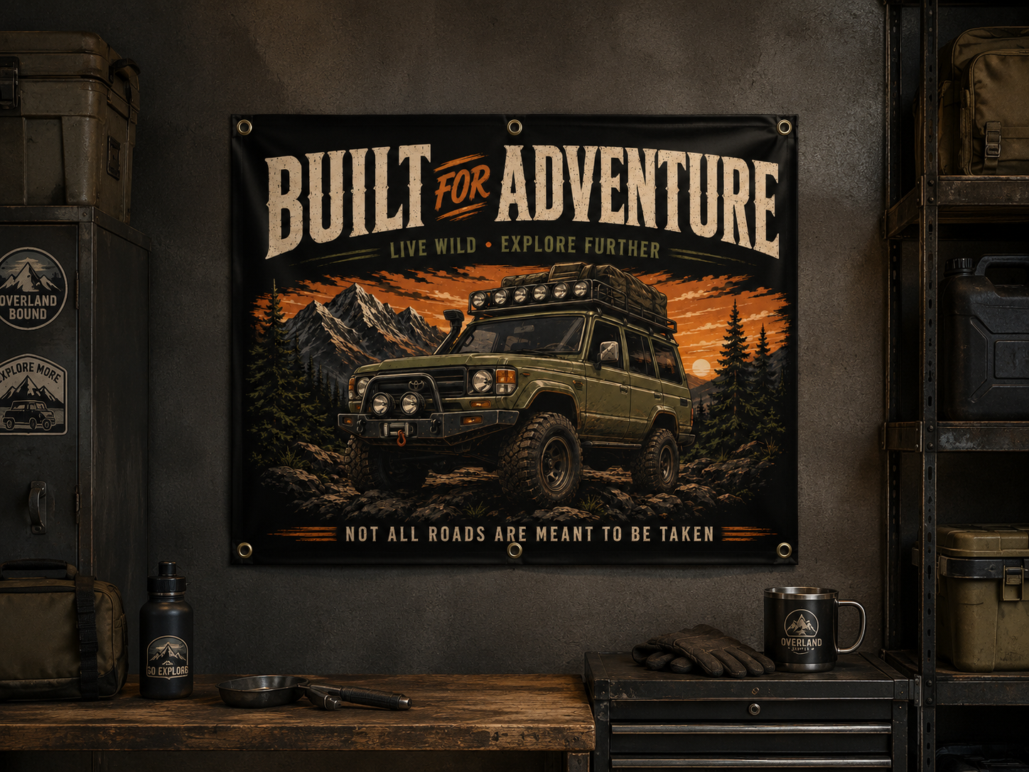 Built for Adventure Garage Banner