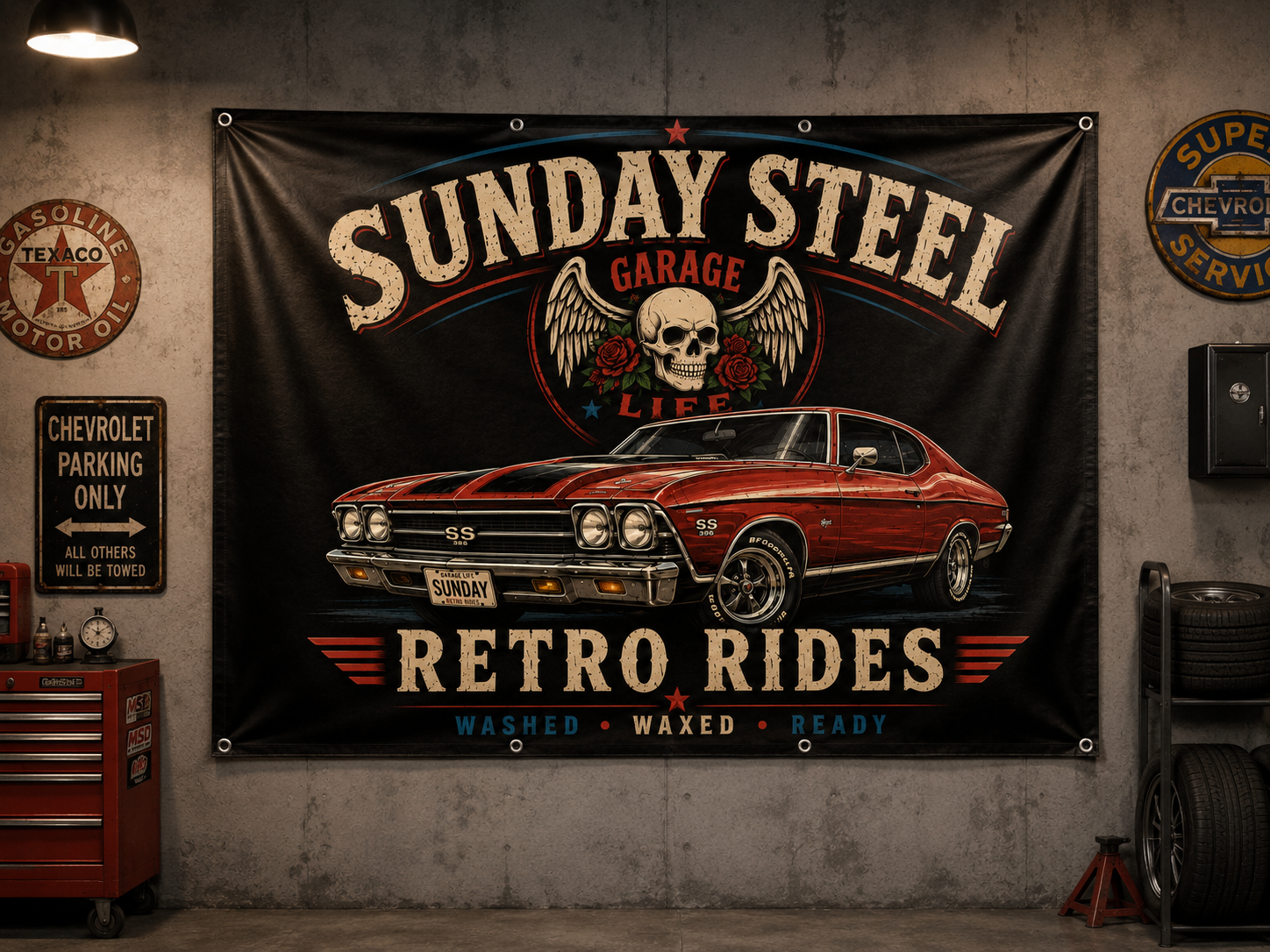 Sunday Steel Garage Banner