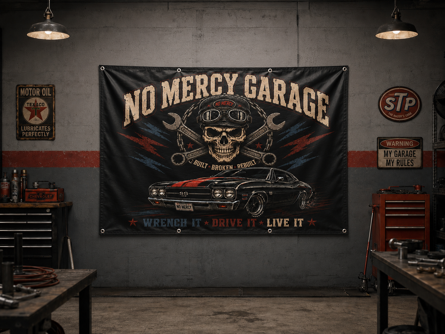 No Mercy Garage Garage Banner