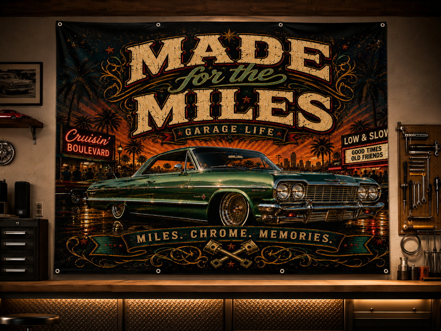 Made for the Miles Green Garage Banner