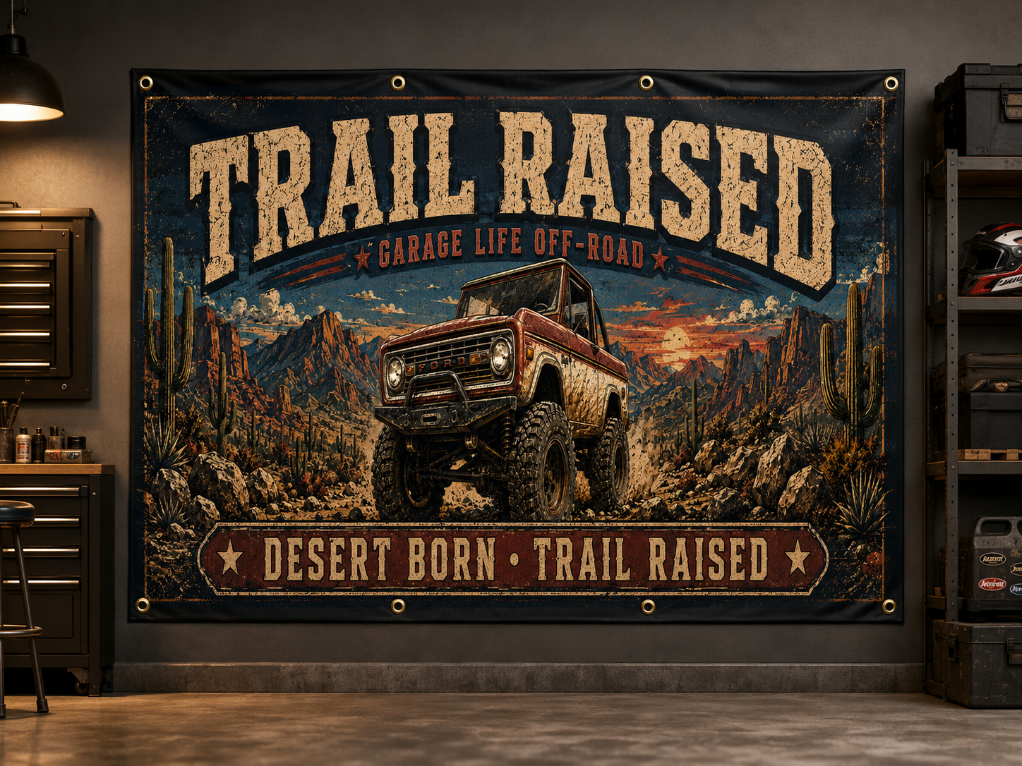 Trail Raised Garage Banner