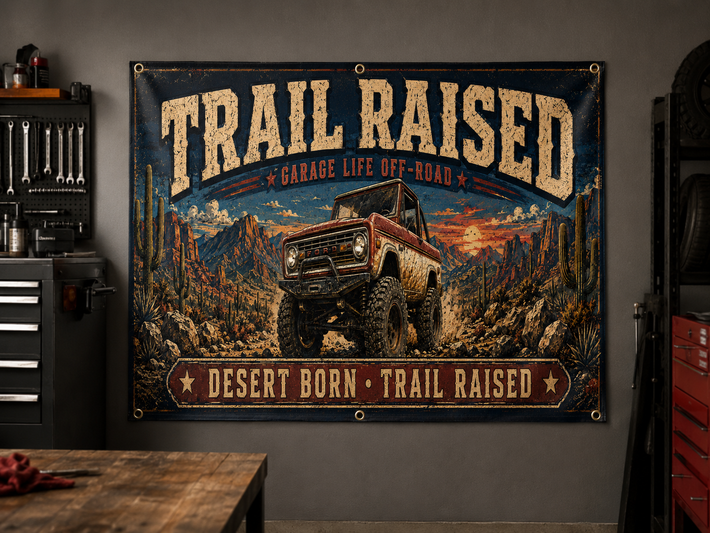 Trail Raised Garage Banner