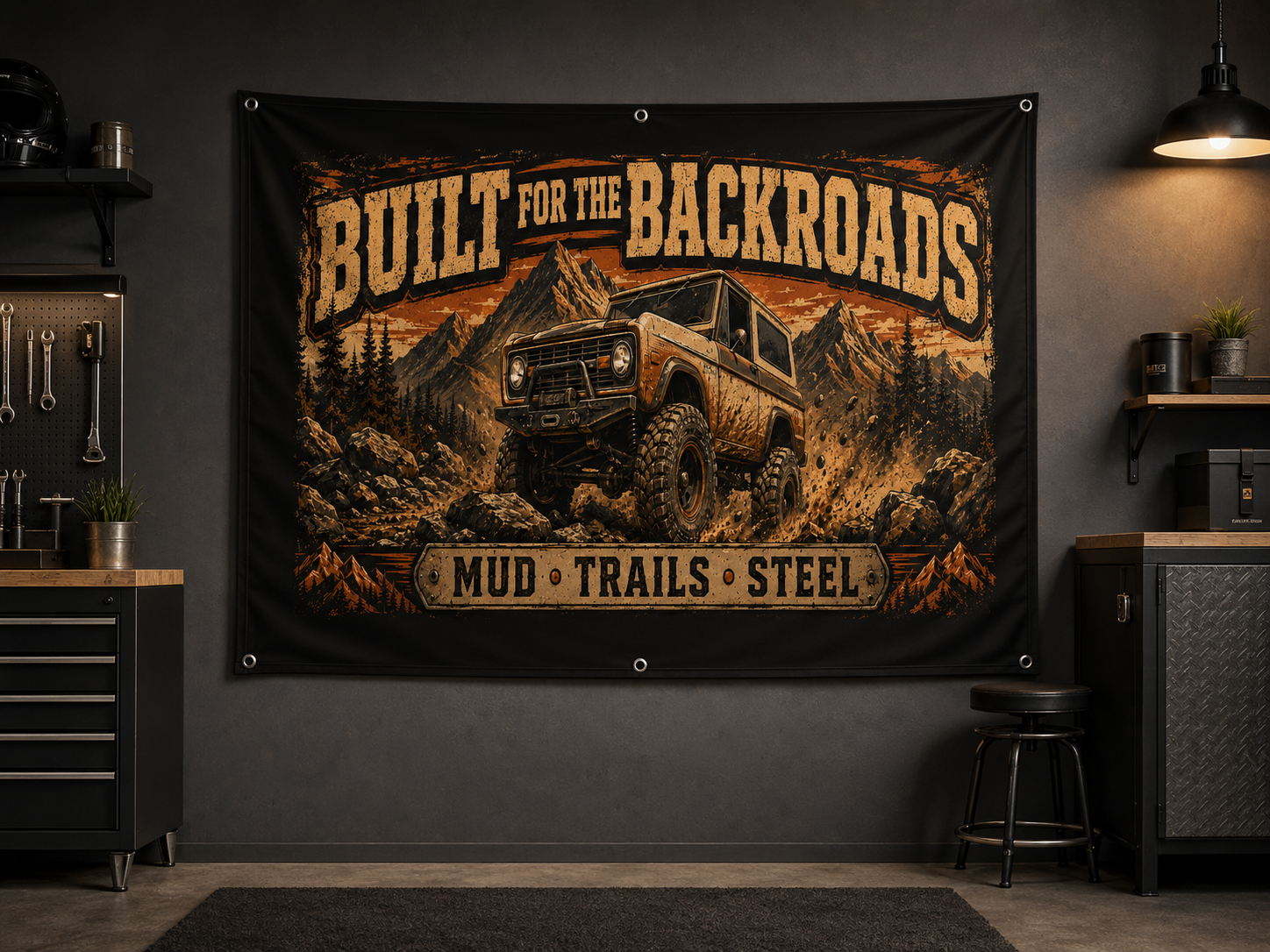 Built for the Backroads Garage Banner