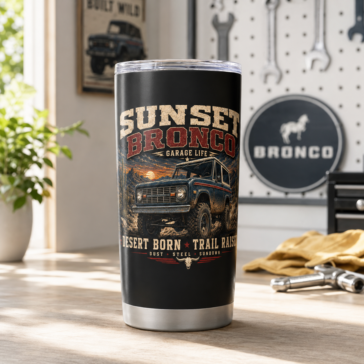 Sunset Bronco Red & Blue 20oz Tumbler