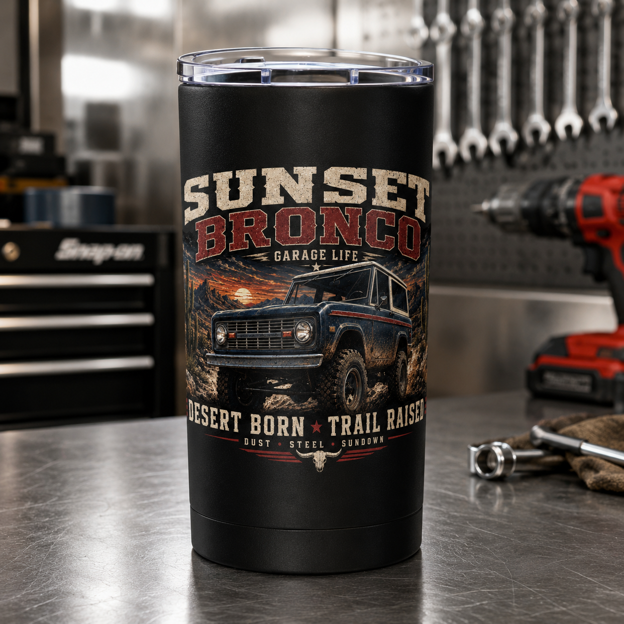 Sunset Bronco Red & Blue 20oz Tumbler