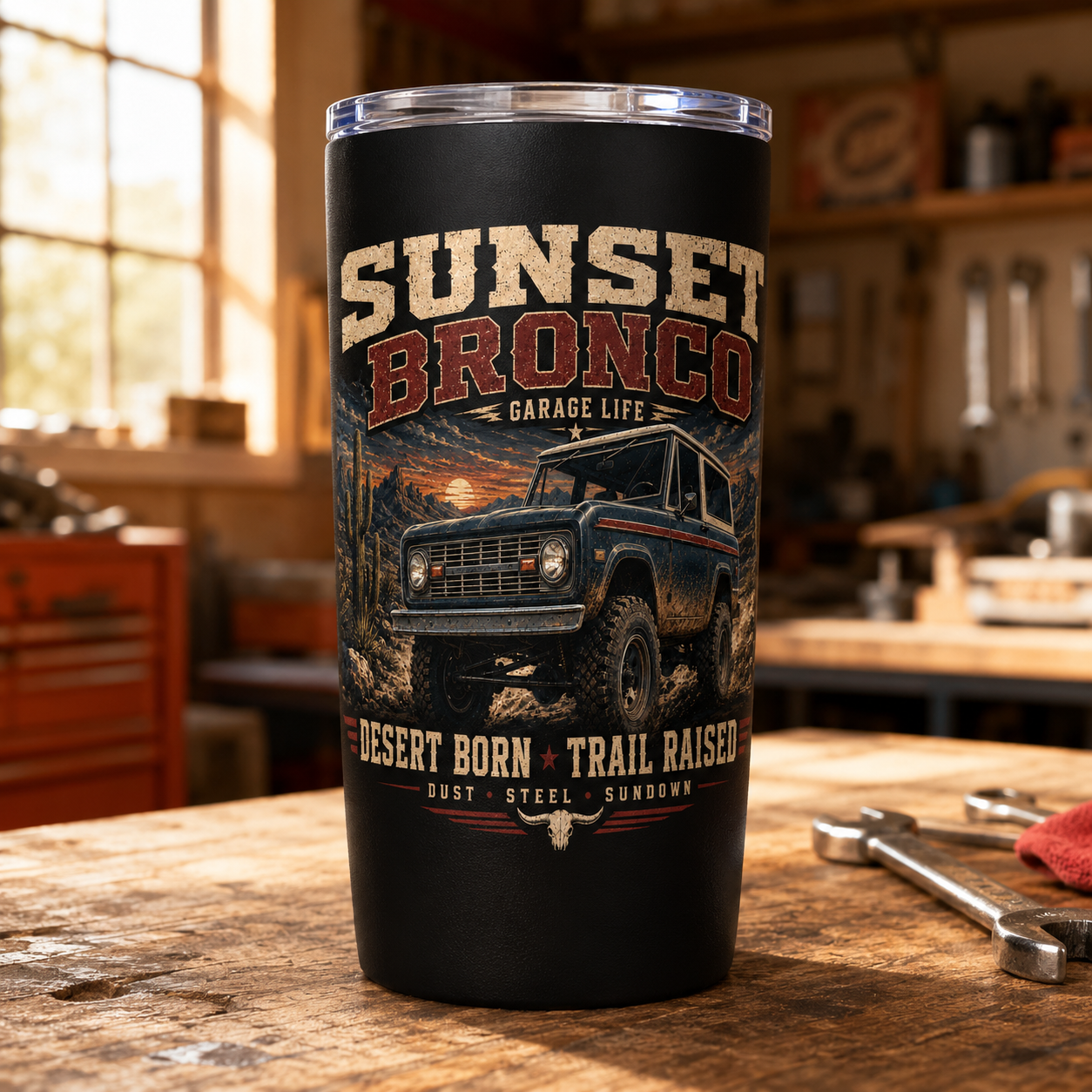Sunset Bronco Red & Blue 20oz Tumbler