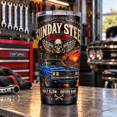 Sunday Steel Retro Rides 20oz Tumbler