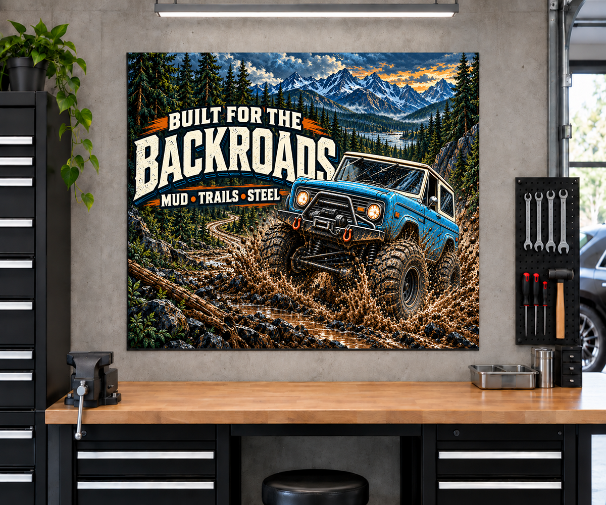 Built for the Backroads Garage Banner
