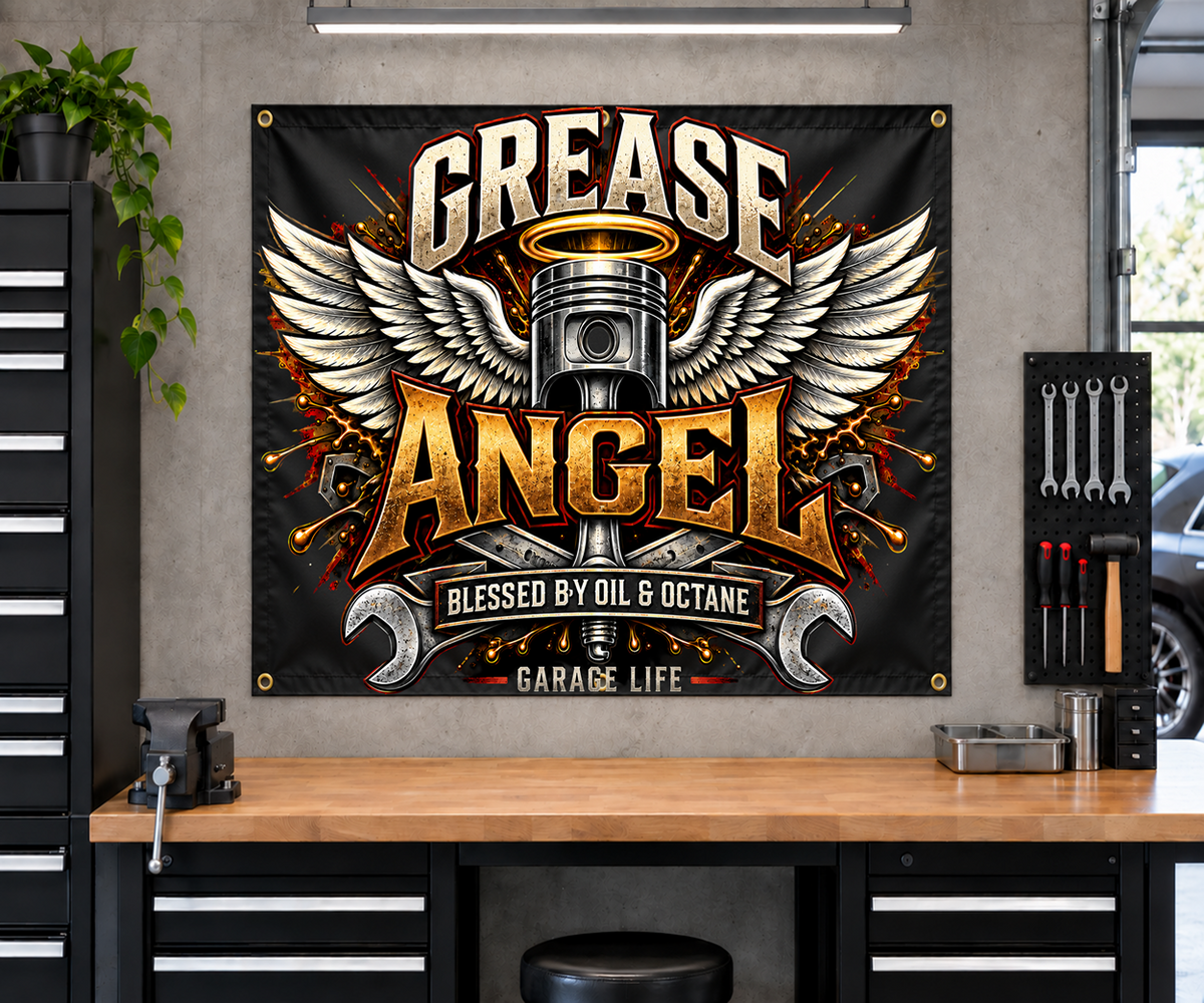Garage Life Skull Wings Garage Banner