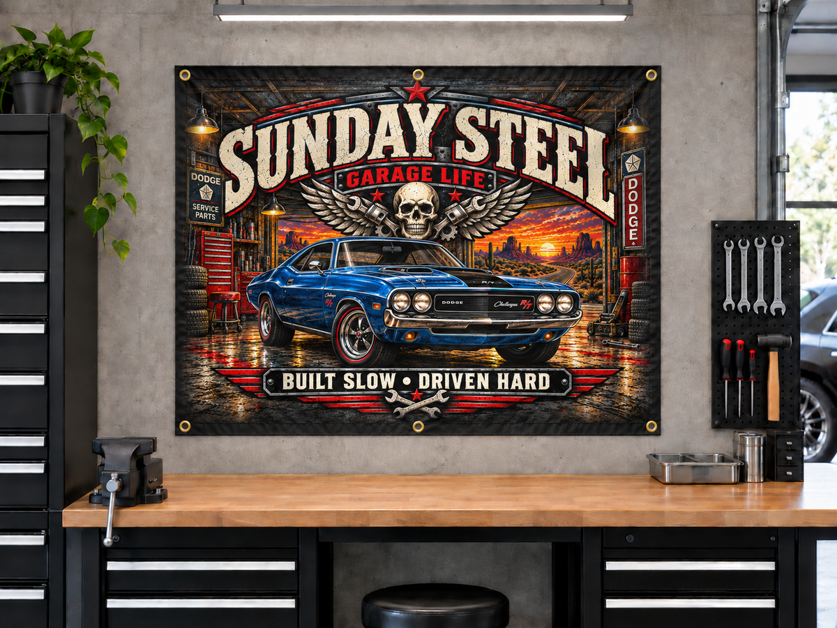 Sunday Steel Garage Banner