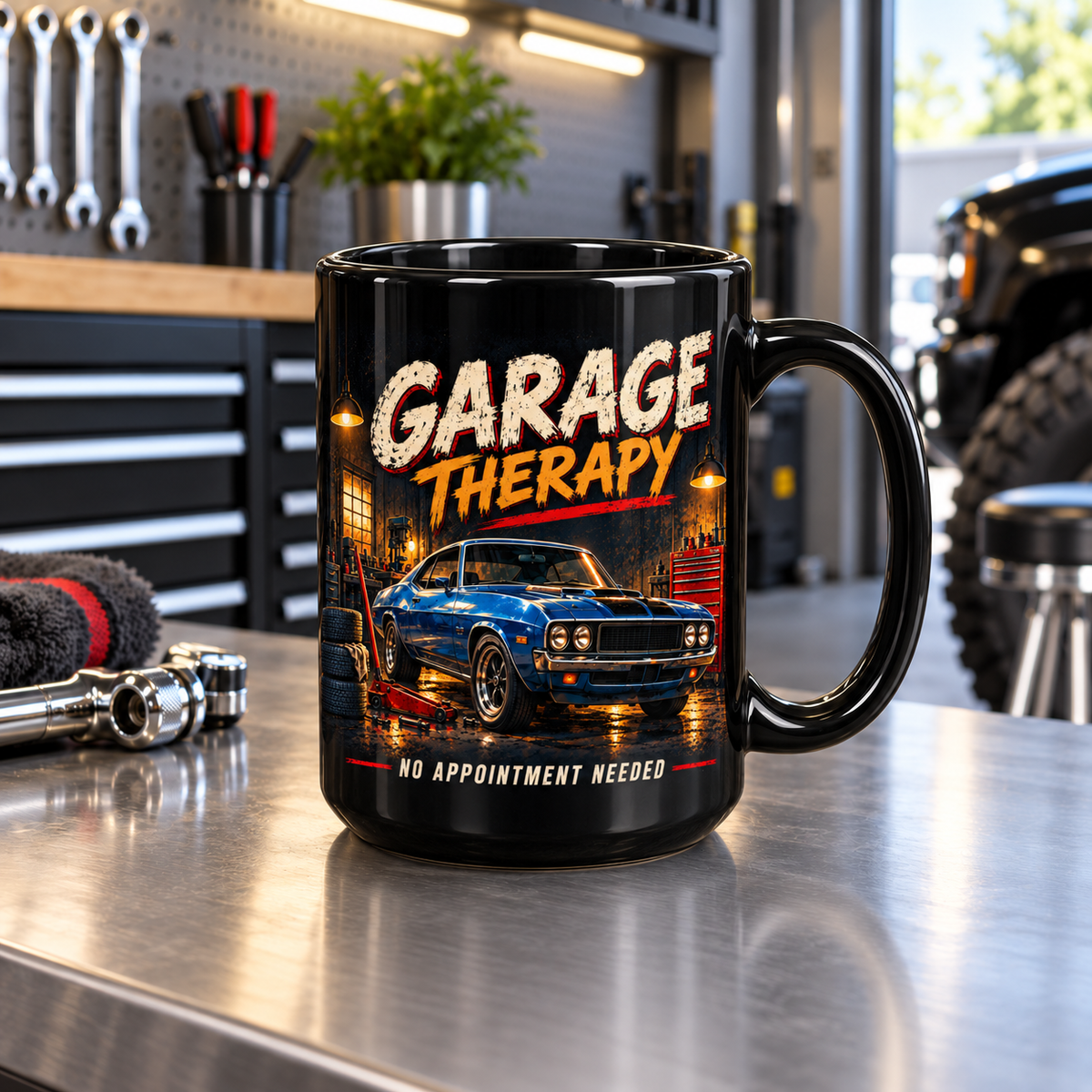 Garage Therapy Black Mug
