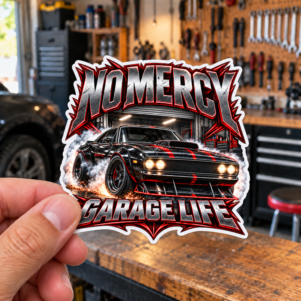 No Mercy Garage Skull Sticker