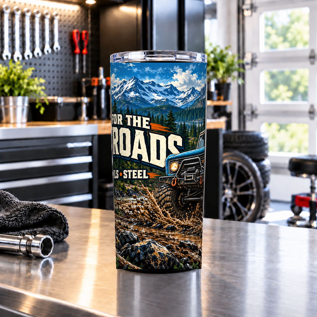 Built For The Backroads 20oz Tumbler with Garage Life artwork by Print Gear