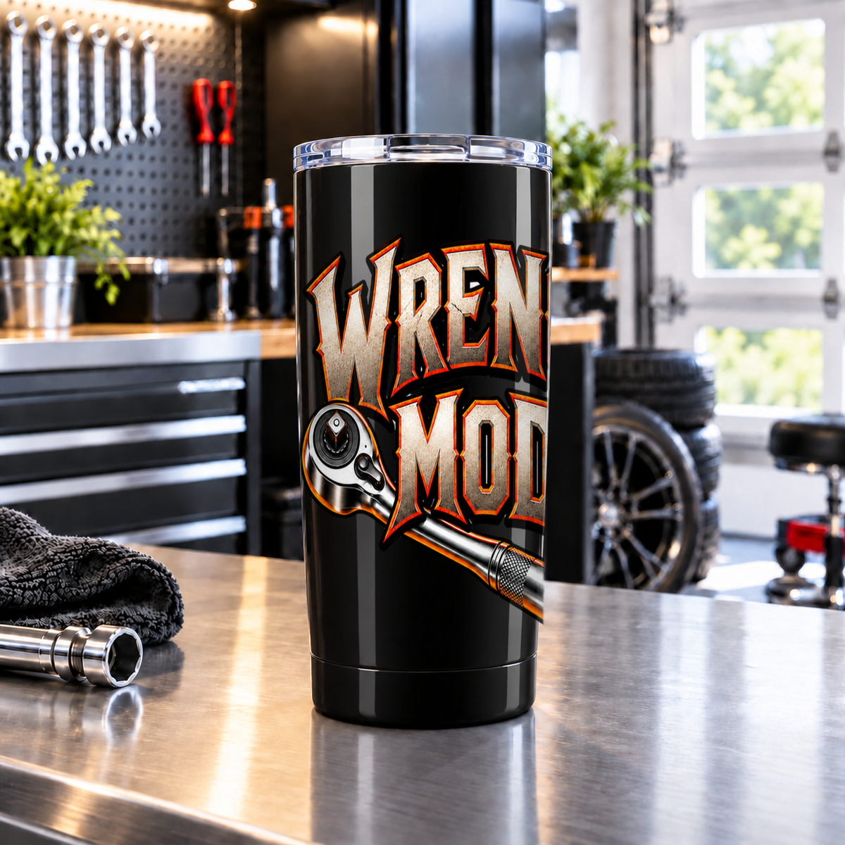 Wrench Mode 20oz Tumbler with Garage Life artwork by Print Gear