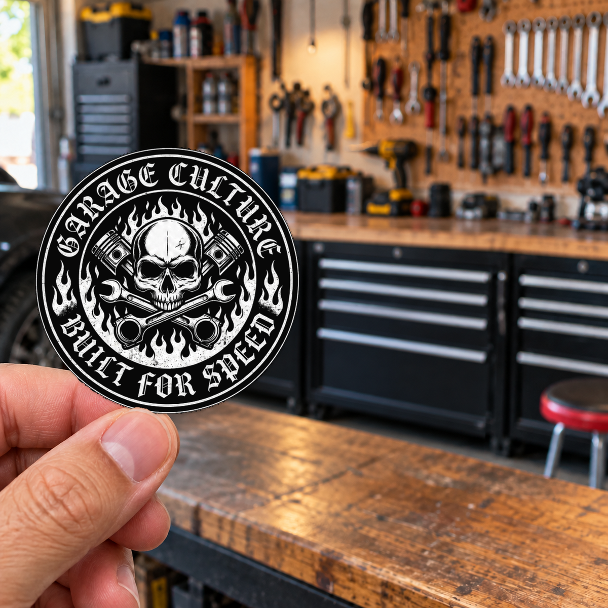 Built For Speed Die-Cut Sticker 3 with Garage Life artwork by Print Gear