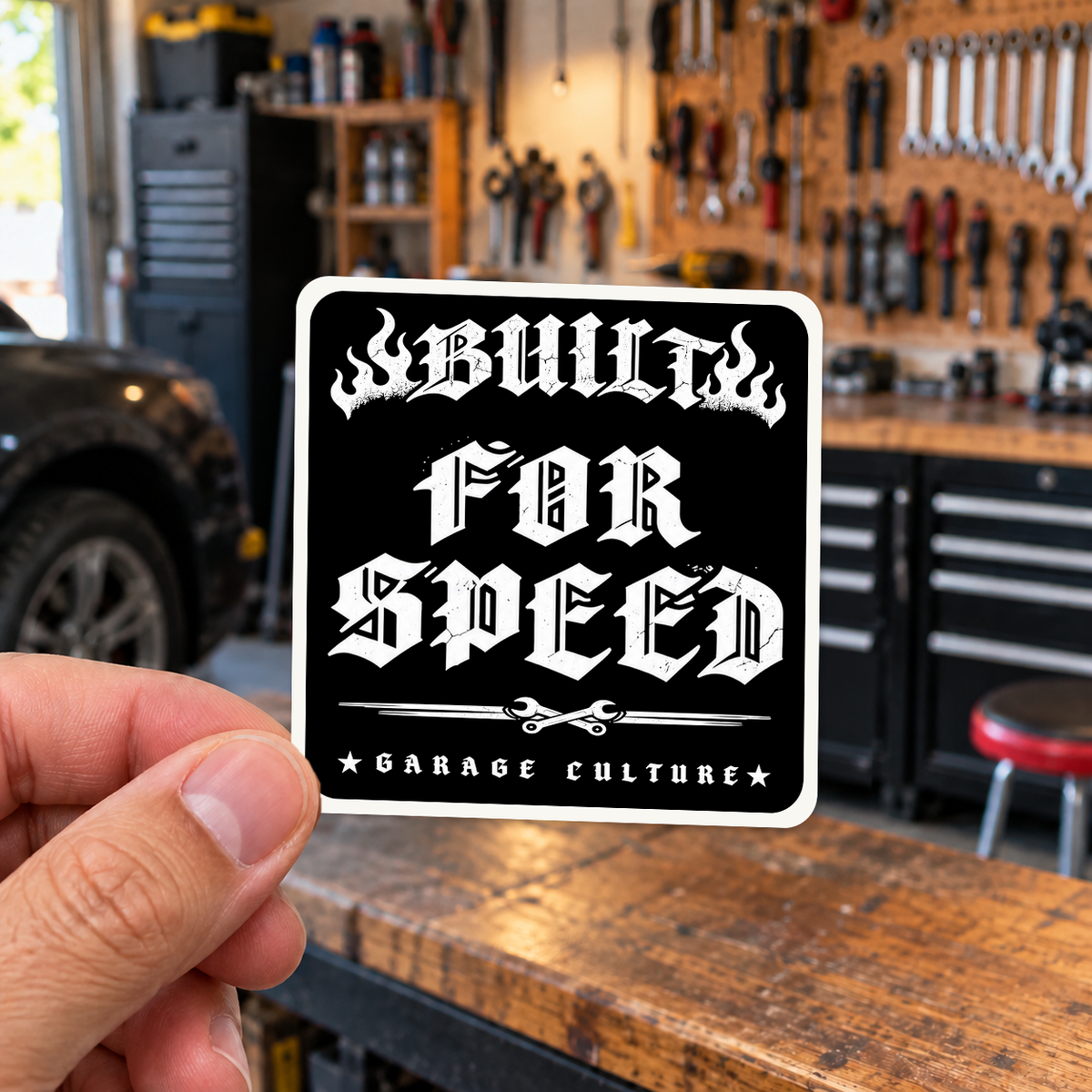 Built For Speed Die-Cut Sticker 2 with Garage Life artwork by Print Gear