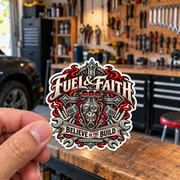 Fuel & Faith Die-Cut Sticker 1 with Garage Life artwork by Print Gear