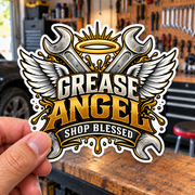 Grease Angel Die-Cut Sticker 2 with Garage Life artwork by Print Gear