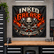 Inked In Grease Garage Banner with Garage Life artwork by Print Gear