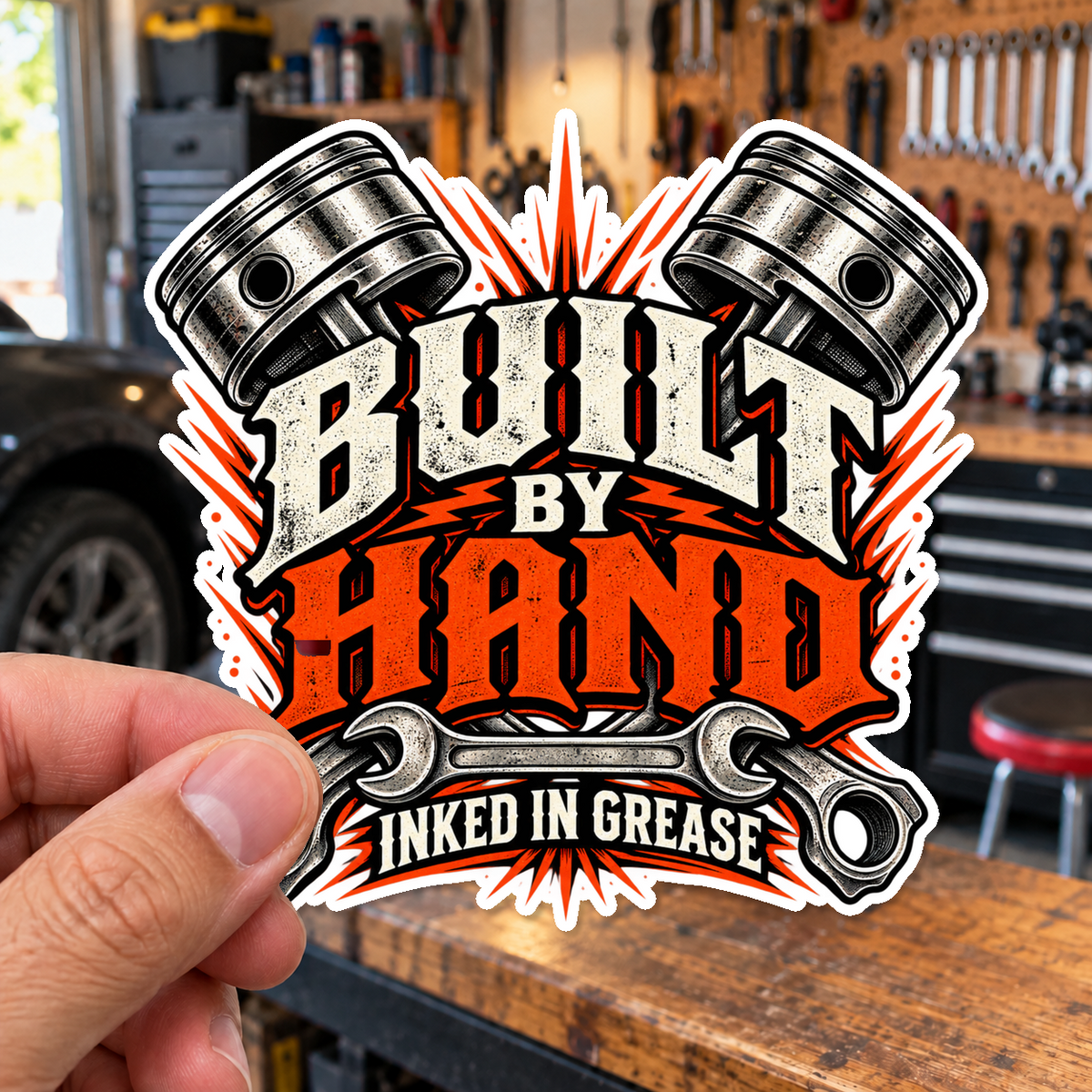 Inked In Grease Die-Cut Sticker 2 with Garage Life artwork by Print Gear