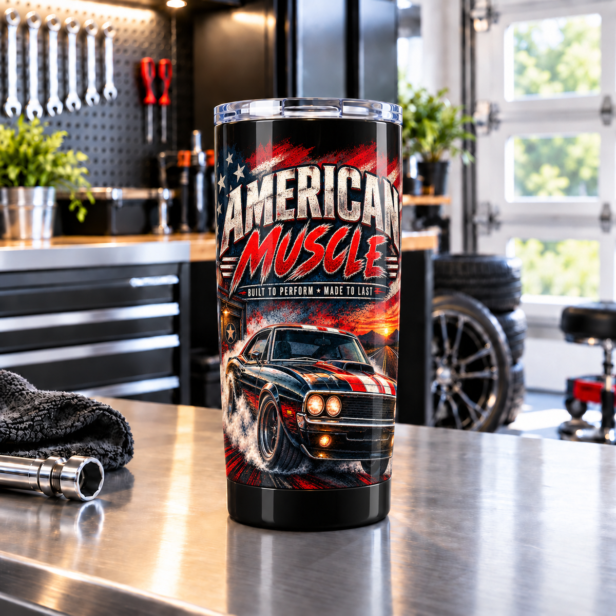 American Muscle 20oz Tumbler with Garage Life artwork by Print Gear