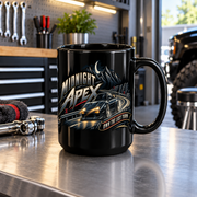 Midnight Apex Black Mug 15oz with Garage Life artwork by Print Gear