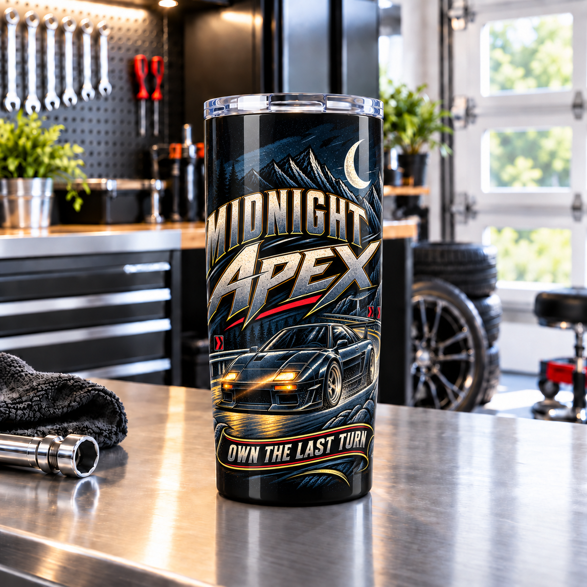 Midnight Apex 20oz Tumbler with Garage Life artwork by Print Gear