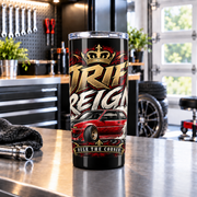 Drift Reign 20oz Tumbler with Garage Life artwork by Print Gear