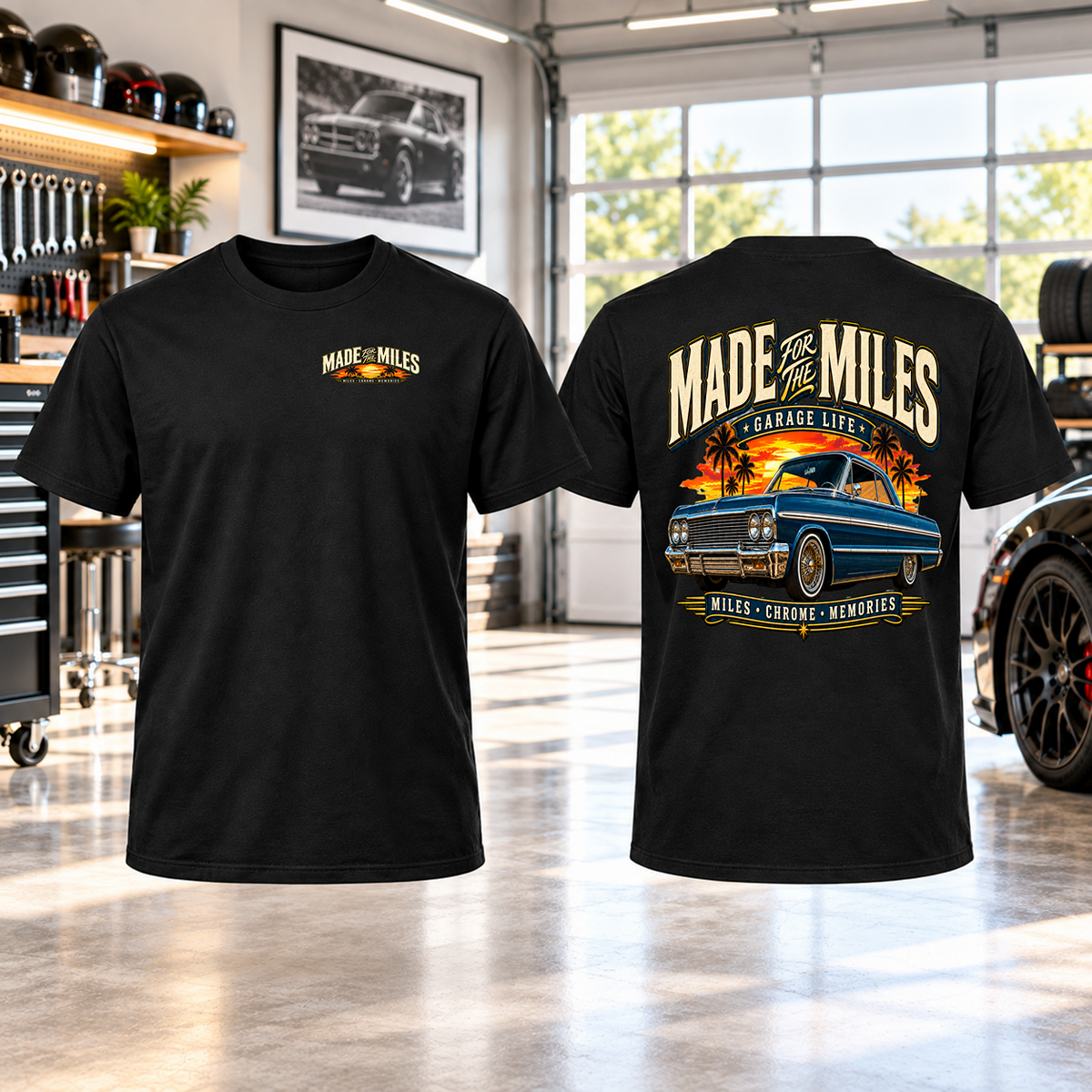 Made For The Miles T-Shirt with Garage Life artwork by Print Gear