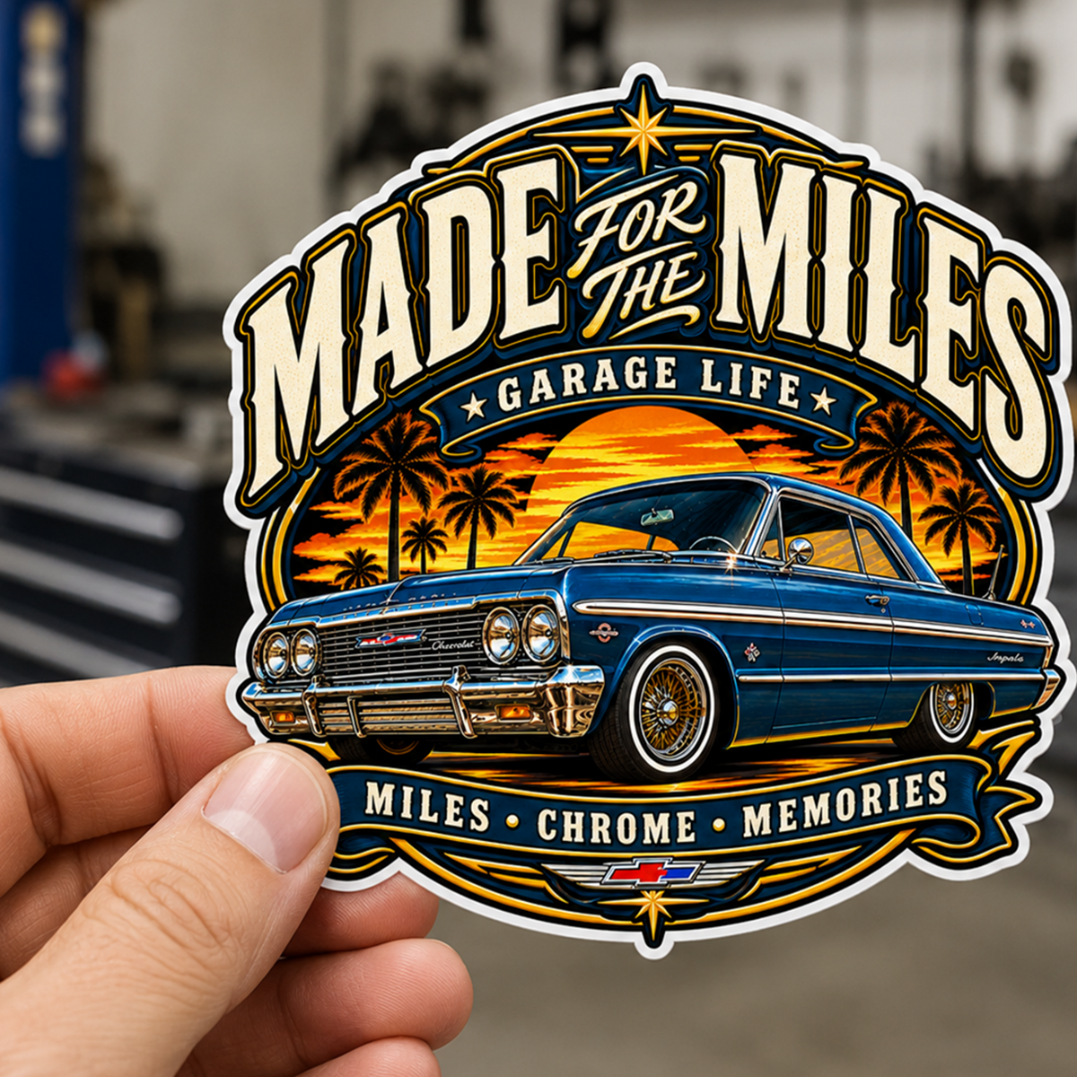 Made For The Miles Die-Cut Sticker 2 with Garage Life artwork by Print Gear
