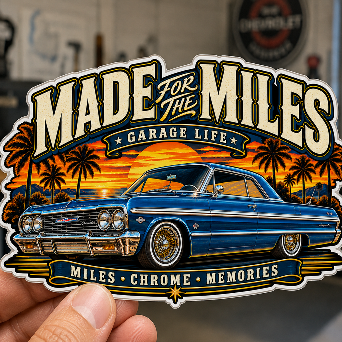 Made For The Miles Die-Cut Sticker 1 with Garage Life artwork by Print Gear