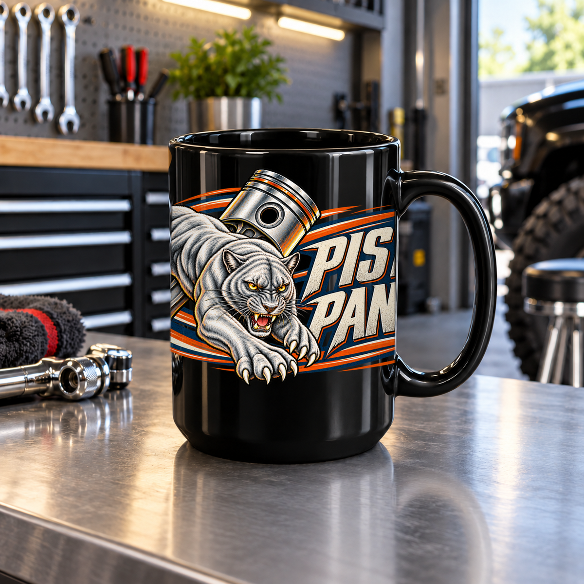 Piston Panther Black Mug, 15oz
