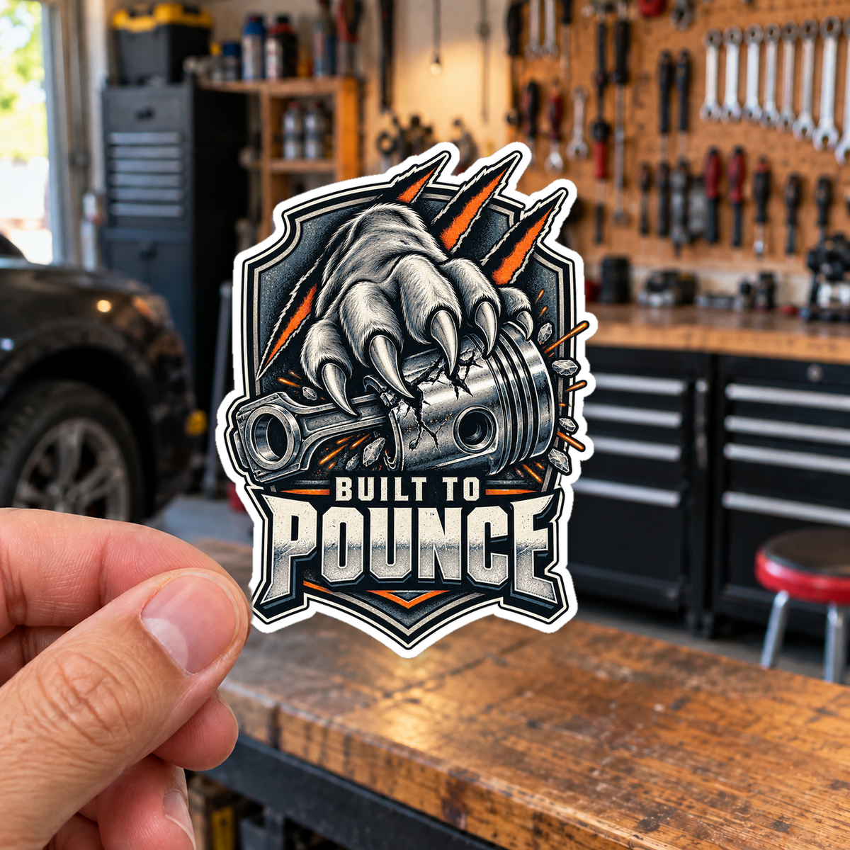 Piston Panther Die-Cut Sticker 2 with Garage Life artwork by Print Gear