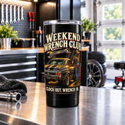 Weekend Wrench Club 20oz Tumbler with Garage Life artwork by Print Gear