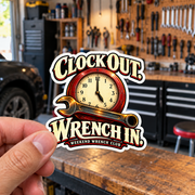 Weekend Wrench Club Die-Cut Sticker 3 with Garage Life artwork by Print Gear