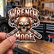 Wrench Mode Die-Cut Sticker 1 with Garage Life artwork by Print Gear