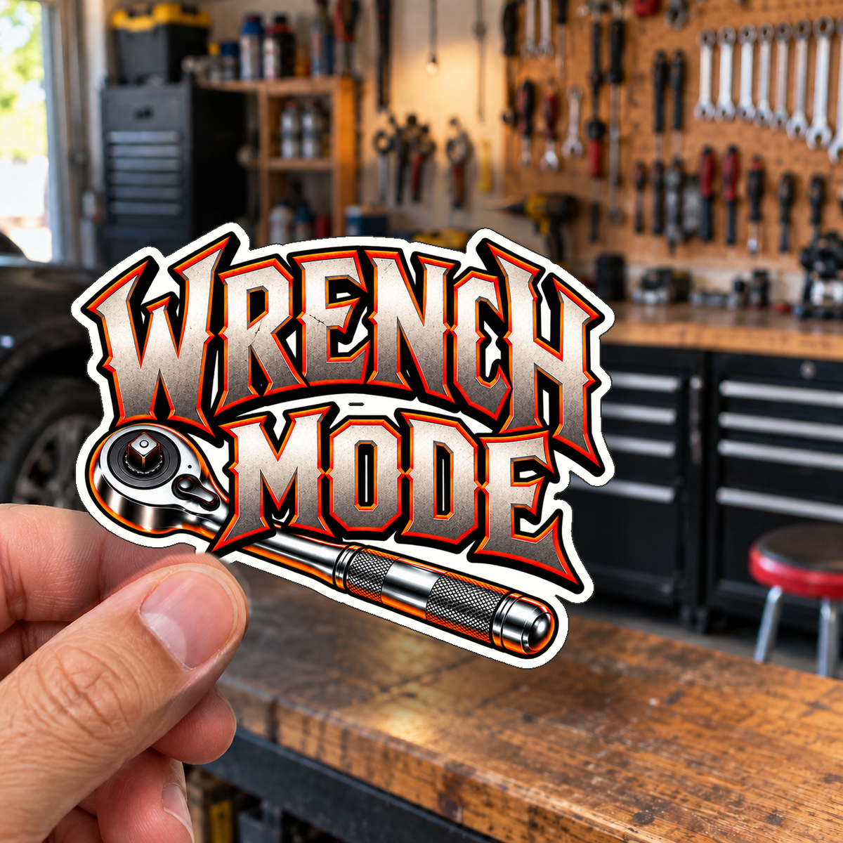Wrench Mode Die-Cut Sticker 2 with Garage Life artwork by Print Gear