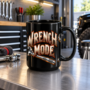 Wrench Mode Black Mug 15oz with Garage Life artwork by Print Gear