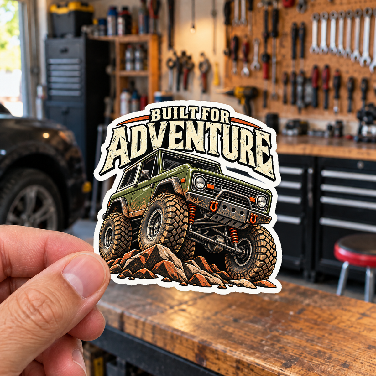 Built For Adventure Die-Cut Sticker 1 with Garage Life artwork by Print Gear