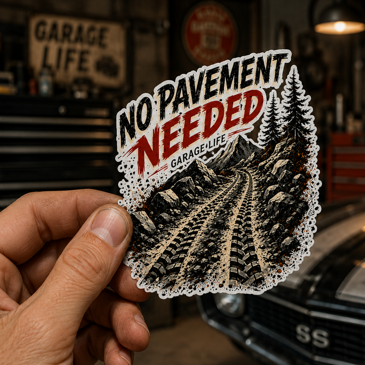Dirt Therapy Die-Cut Sticker 3 with Garage Life artwork by Print Gear