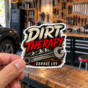 Dirt Therapy Die-Cut Sticker 2 with Garage Life artwork by Print Gear