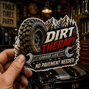 Dirt Therapy Die-Cut Sticker 1 with Garage Life artwork by Print Gear