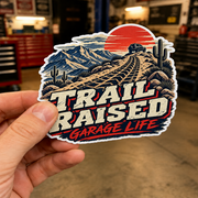 Trail Raised Die-Cut Sticker 2 with Garage Life artwork by Print Gear