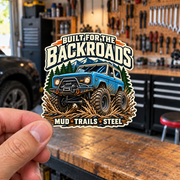 Built For The Backroads Die-Cut Sticker 1 with Garage Life artwork by Print Gear