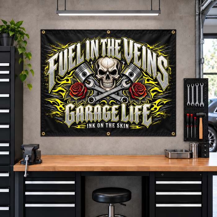 Fuel In The Veins Garage Banner