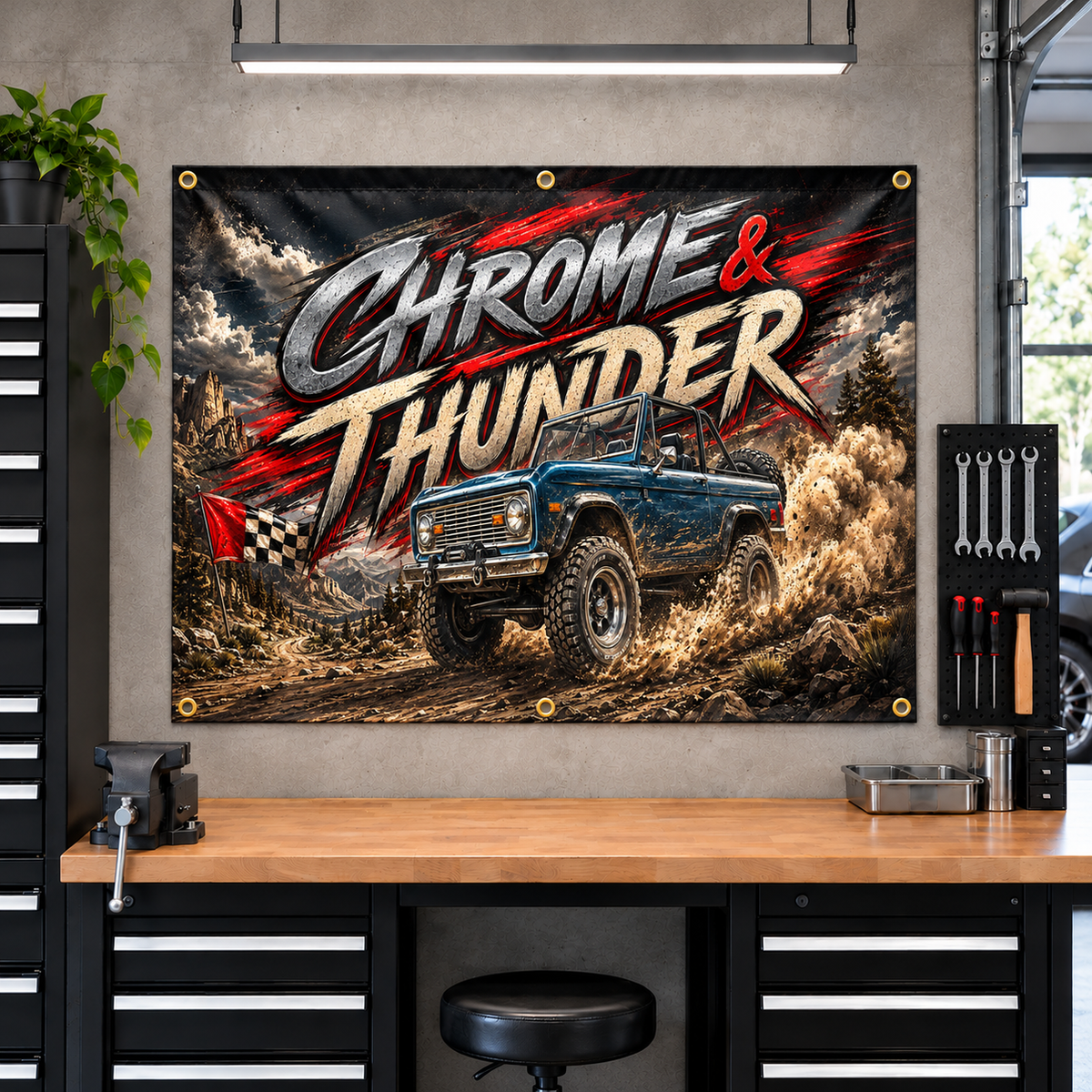 Chrome And Thunder Garage Banner