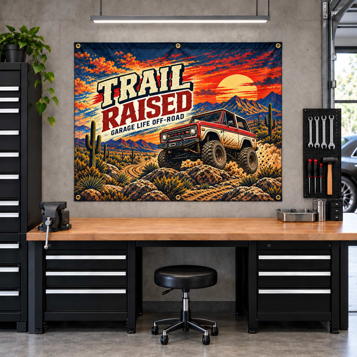 Trail Raised Garage Banner