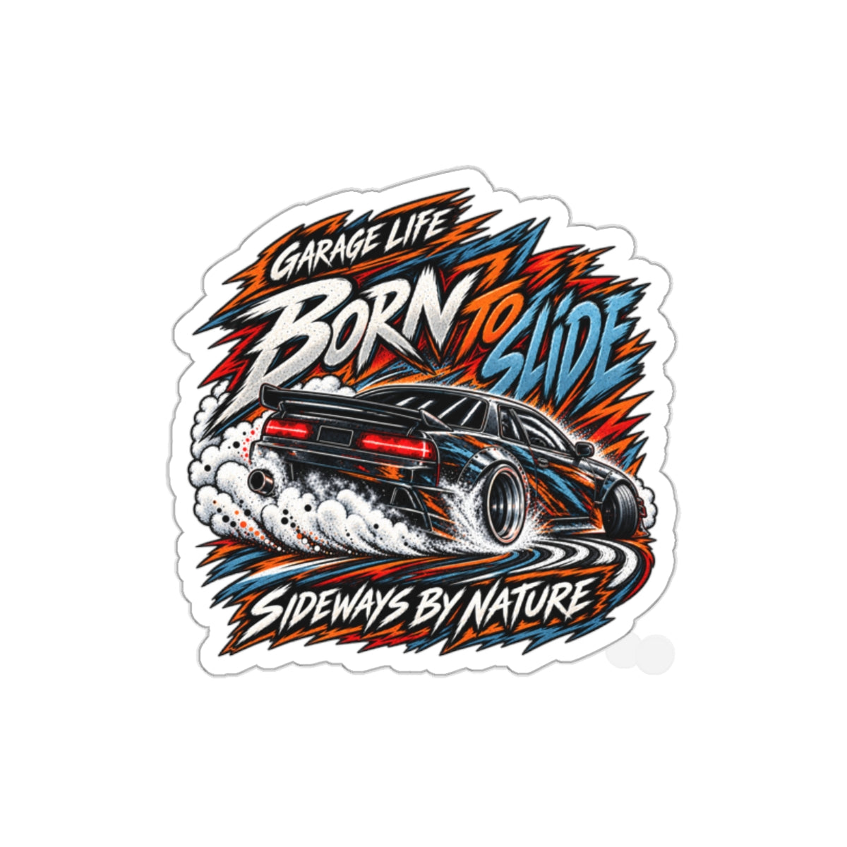 Born To Slide Die-Cut Sticker 1 with Garage Life artwork by Print Gear