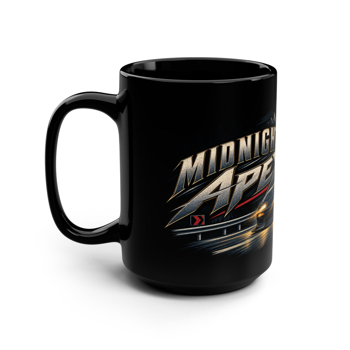 Midnight Apex Black Mug 15oz with Garage Life artwork by Print Gear